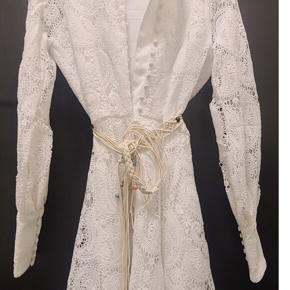 Woven Lace Dress with Puff Sleeves: Romantic Wedding/Beach Party (Shoredarling) - Picture 3 of 7